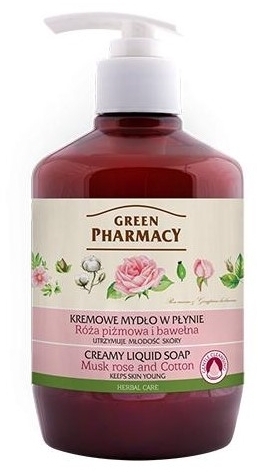 GREEN PHARMACY Kremowe mydło w płynie Róża Piżmowa i bawełna 460 ml