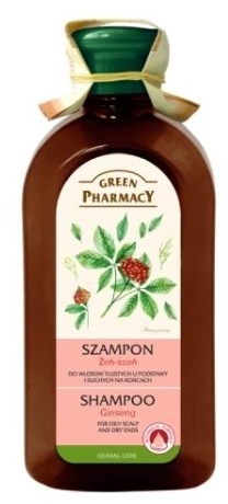 GREEN PHARMACY Szampon do włosów tłustych u podstawy i suchych na końcach Żeń-szeń 350 ml