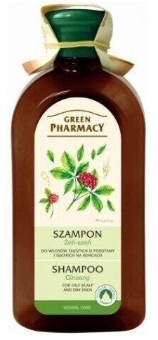 GREEN PHARMACY Szampon do włosów tłustych u podstawy i suchych na końcach żeń-szeń 350ml