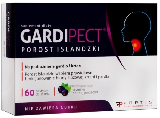 Gardipect Porost Islandzki o smaku czarnej porzeczki 60 pastylek