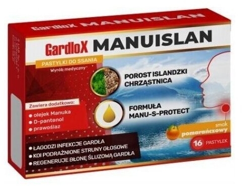 Gardlox Manuislan o smaku pomarańczowym 16 pastylek
