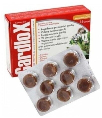 Gardlox ziołowe pastylki smak pomarańczowy 16 sztuk