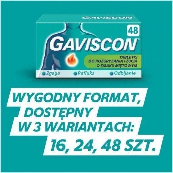 Gaviscon na zgagę i refluks smak miętowy tabletki 24 szt.