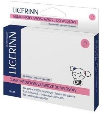 Gumki przeciwwszawicze do włosów Licerinn 4 sztuki