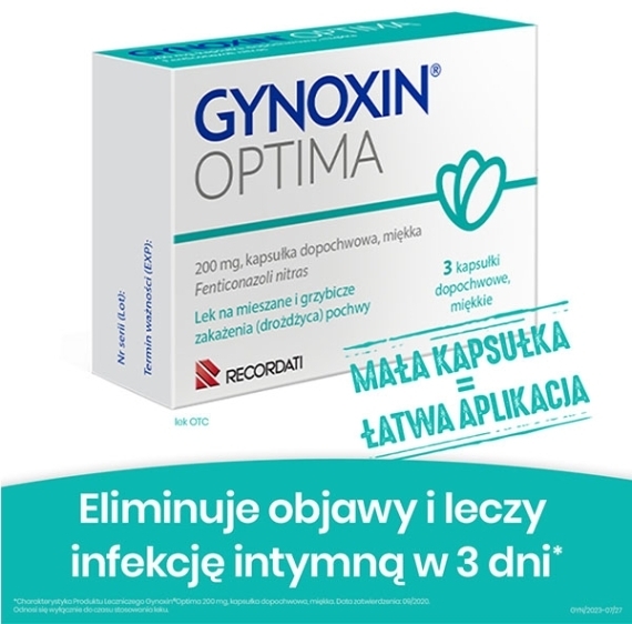 Gynoxin Optima 200 mg kapsułki dopochwowe miękkie 3 sztuki