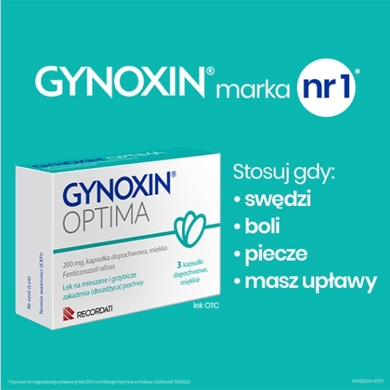 Gynoxin Optima 200 mg kapsułki dopochwowe miękkie 3 sztuki