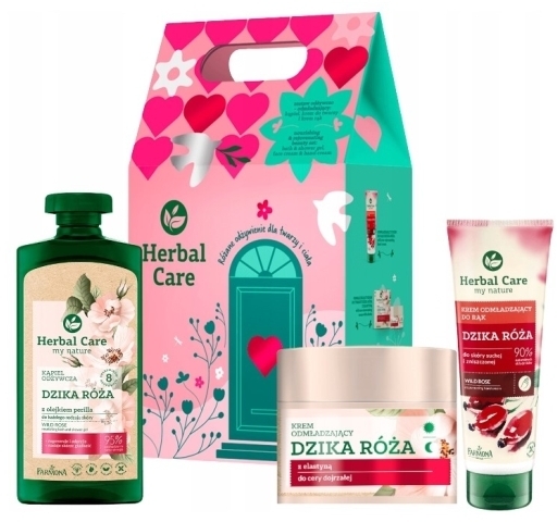 HERBAL CARE ZESTAW DZIKA RÓŻA płyn do kąpieli+krem do twarzy+krem do rąk