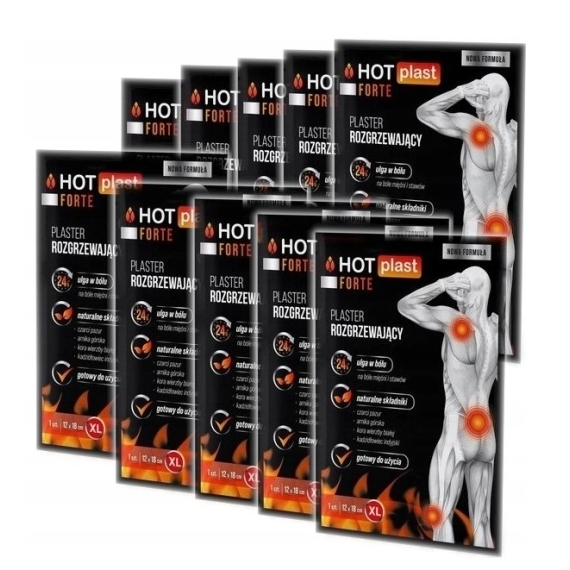 HOT-PLAST FORTE Plastry Rozgrzewające 12cmx18cm 1szt. Wielopak x10