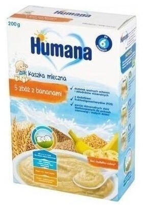 HUMANA Kaszka mleczna 5 zbóż z bananami 200 g