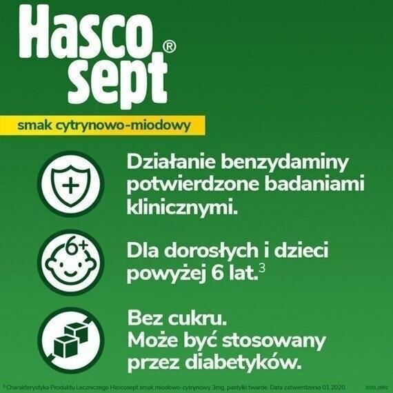 Hascosept 24 pastylki do ssania o smaku cytrynowo-miodowym