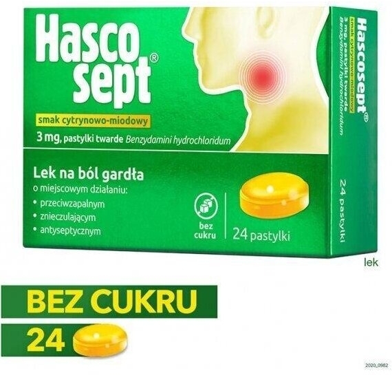 Hascosept 24 pastylki do ssania o smaku cytrynowo-miodowym