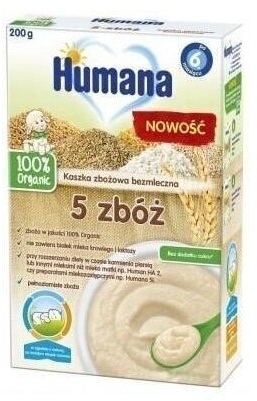 Humana 100% Organic Kaszka bezmleczna 5 zbóż 200 g