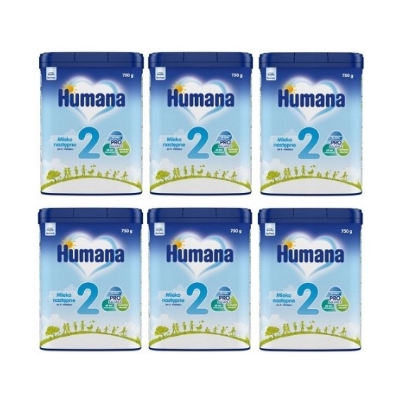 Humana 2 Mleko następne po 6. miesiącu 750 g Wielopak x6