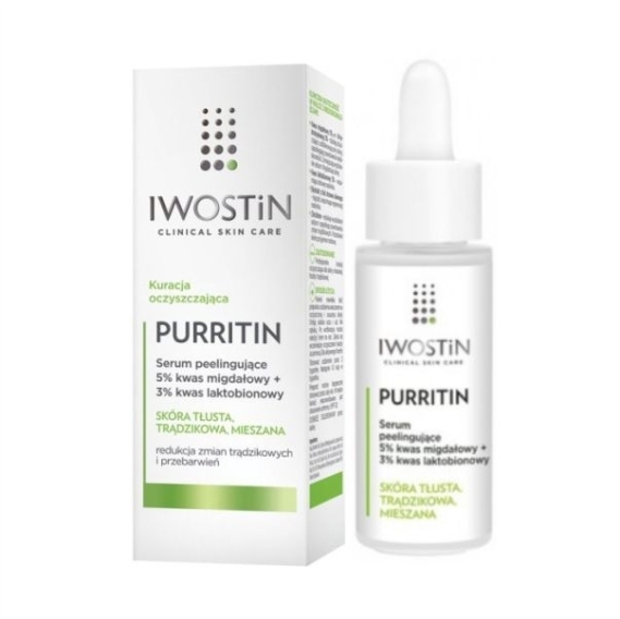IWOSTIN PURRITIN Serum peelingujące 5% kwas migdałowy + 3% kwas laktobionowy 30 ml