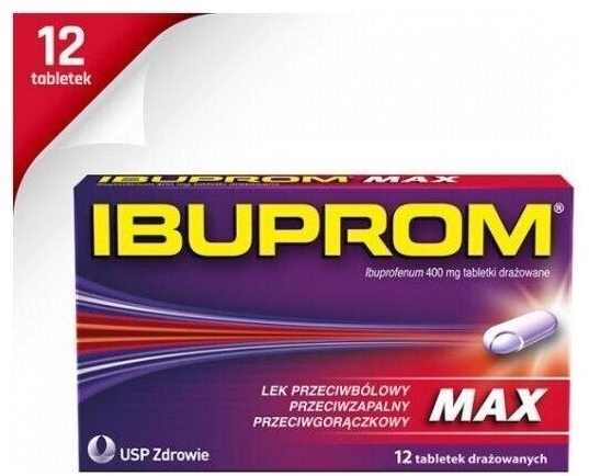 Ibuprom MAX 400 mg - 12 tabletek drażowanych