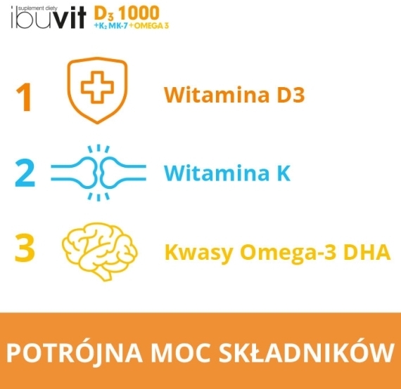 Ibuvit D3 1000 + K2 MK-7 Omega 30 kapsułek
