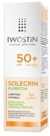 Iwostin Solecrin Purritin lekki fluid matujący SPF 50+ dla cery tłustej 40 ml