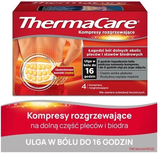 Kompresy ThermaCare rozgrzewajace na plecy i biodra 4 sztuki