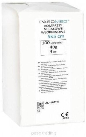 Kompresy włókninowe niejałowe PASOMED 5 x 5 cm 100 szt