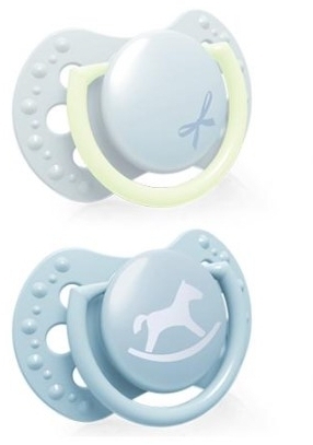 LOVI Smoczek silikonowy dynamiczny 0-2m Baby Shower Boy 2 sztuki