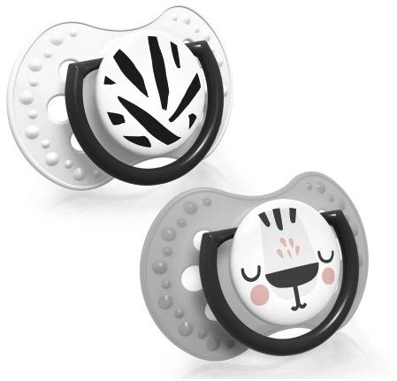 LOVI smoczek silikonowy dynamiczny 0-3 m Salt & Pepper 2 sztuki 22/877