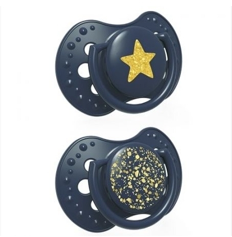 LOVI smoczek silikonowy dynamiczny 18m+ Stardust Blue 2 sztuki 22/895