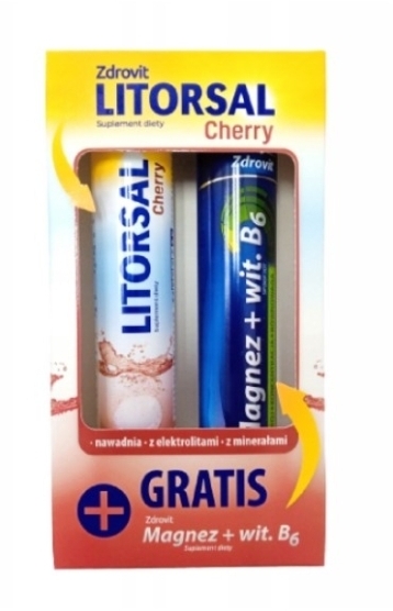 Litorsal Zdrovit Cherry 24 tabletki musujace + Zdrovit Magnez + witamina B6 24 tabletki musujące