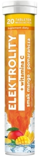 MBM Elektrolity + Witamina C o smaku mango - pomarańcza 20 tabletek musujących