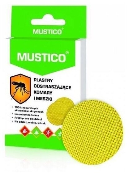 MUSTICO Plastry odstraszające komary i meszki 12 sztuk