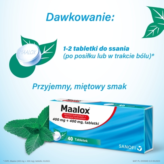 Maalox 40 tabletek do ssania i żucia