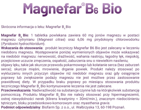 Magnefar B6 Bio 50 tabletek