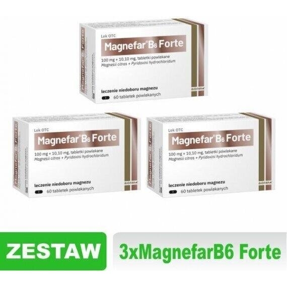 Magnefar B6 Forte 60 tabletek Zestaw: 3x60 tabletek