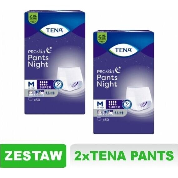 Majtki chłonne TENA Pants ProSkin Super Night M Zestaw: 2x30 sztuk