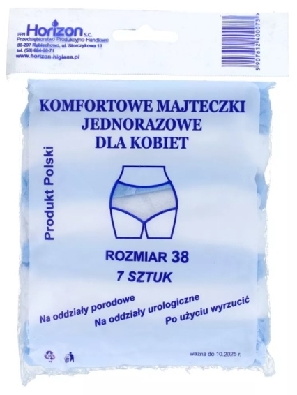 Majtki komfortowe jednorazowe higieniczne rozmiar 38 7 sztuk
