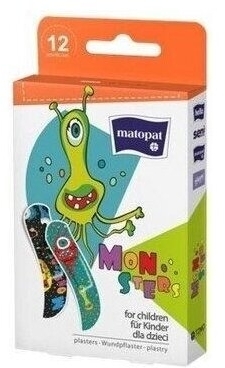 Matopat Monsters Plastry Dla Dzieci 19x76mm 12 sztuk