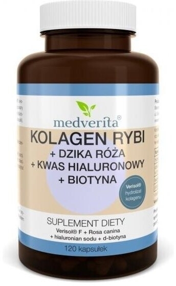 Medverita Kolagen Rybi + dzika róża + kwas hialuronowy+ biotyna 120 kapsułek