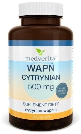 Medverita Wapń cytrynian 500 mg 120 kapsułek