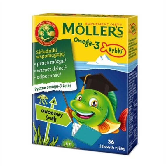 Mollers Omega-3 Rybki żelki smak owocowy 36 sztuk