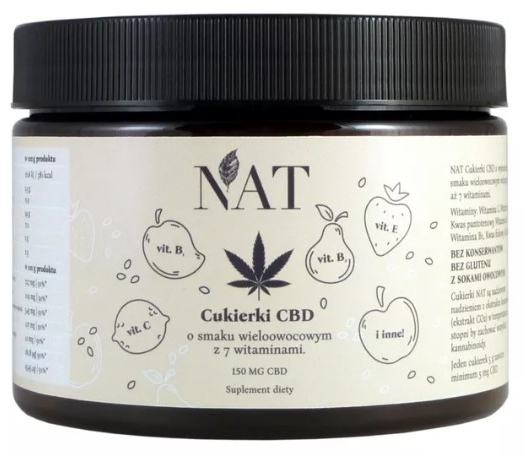 NAT Cukierki CBD z 7 witaminami 150 mg 30 sztuk