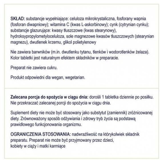 NATURELL Cynk organiczny + C 60 tabletek
