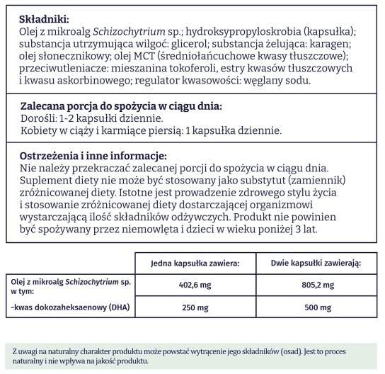 NATURELL Omega-3 z alg 90 kapsułek