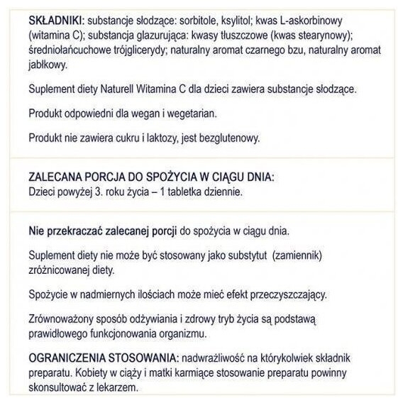 NATURELL Witamina C dla dzieci 60 tabletek