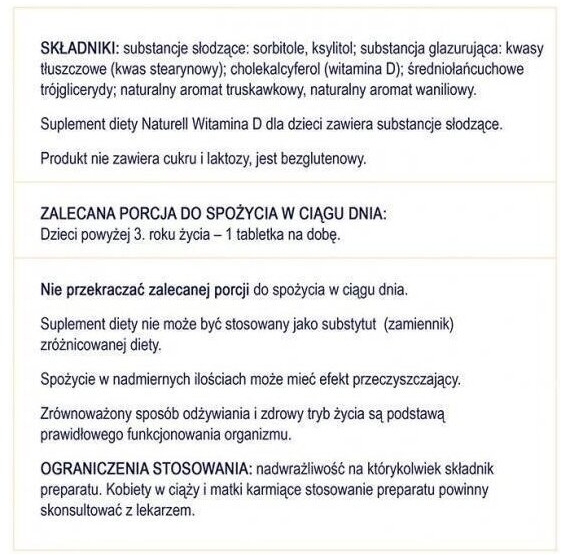 NATURELL Witamina D dla dzieci 60 tabletek