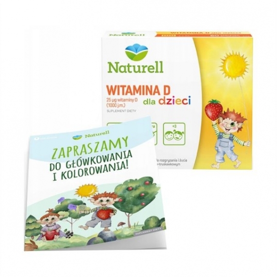 NATURELL Witamina D dla dzieci 60 tabletek + Kolorowanka dla dzieci Naturell 1 sztuka