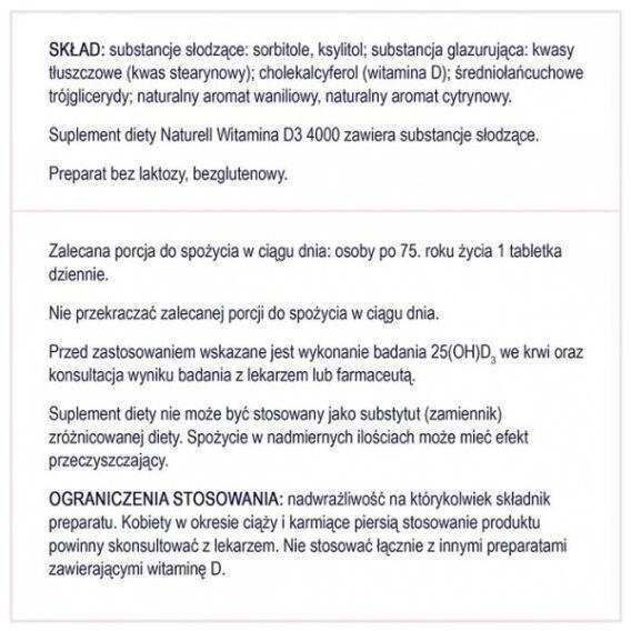 NATURELL Witamina D3 4000 j.m. 60 tabletek