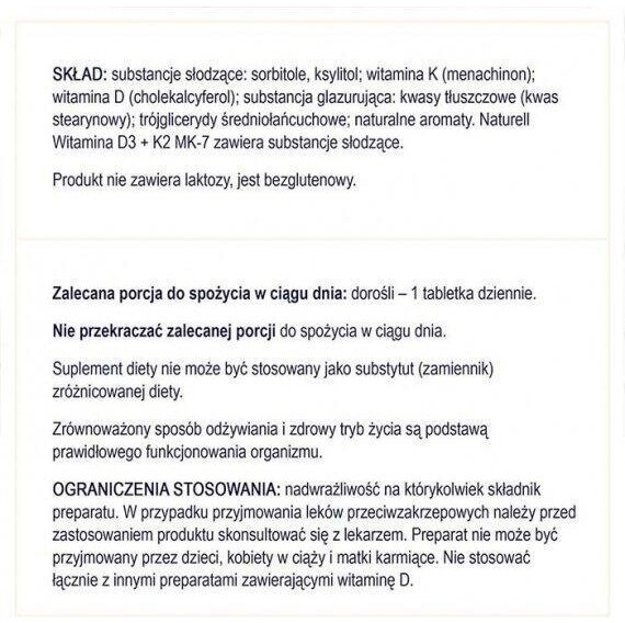 NATURELL Witamina D3 + K2 MK-7 60 tabletek