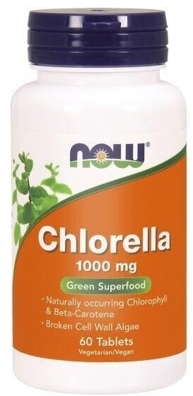 NOW FOODS Chlorella 1000 mg 60 tabletek