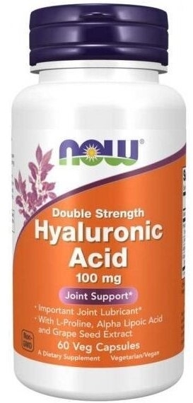 NOW FOODS Kwas hialuronowy + L-prolina 100 mg 60 kapsułek