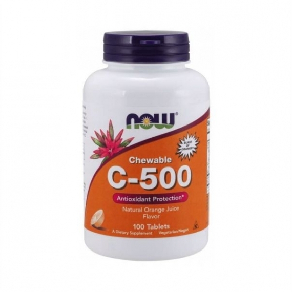 NOW FOODS Witamina C-500 pomarańczowa + acerola 100 pastylek do ssania