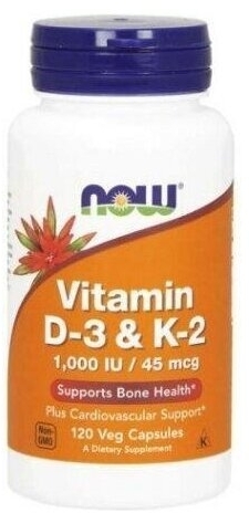 NOW FOODS Witamina D3 K2 1000UI 120 kapsułek